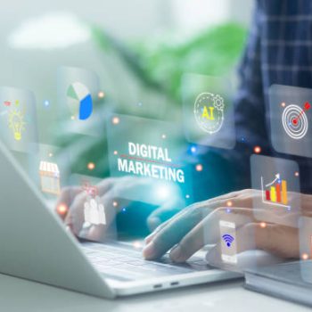 The idea is that online marketing digital channels relies on 'Internet' to communicate and analyze solutions and content developed in global network connection.